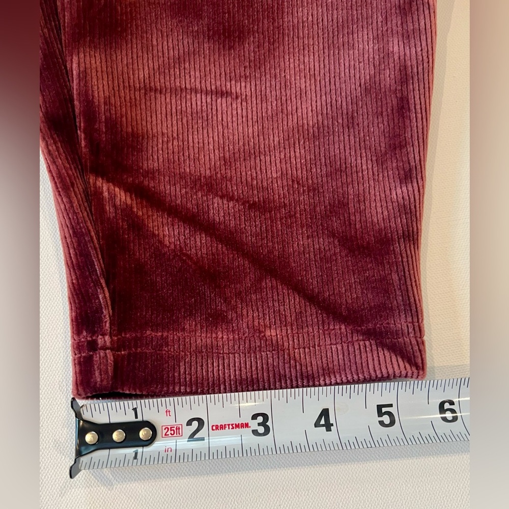 Nanette Lepore Crushed Velvet Ribbed Burgundy Red Leggings Extra Large - Picture 4 of 10